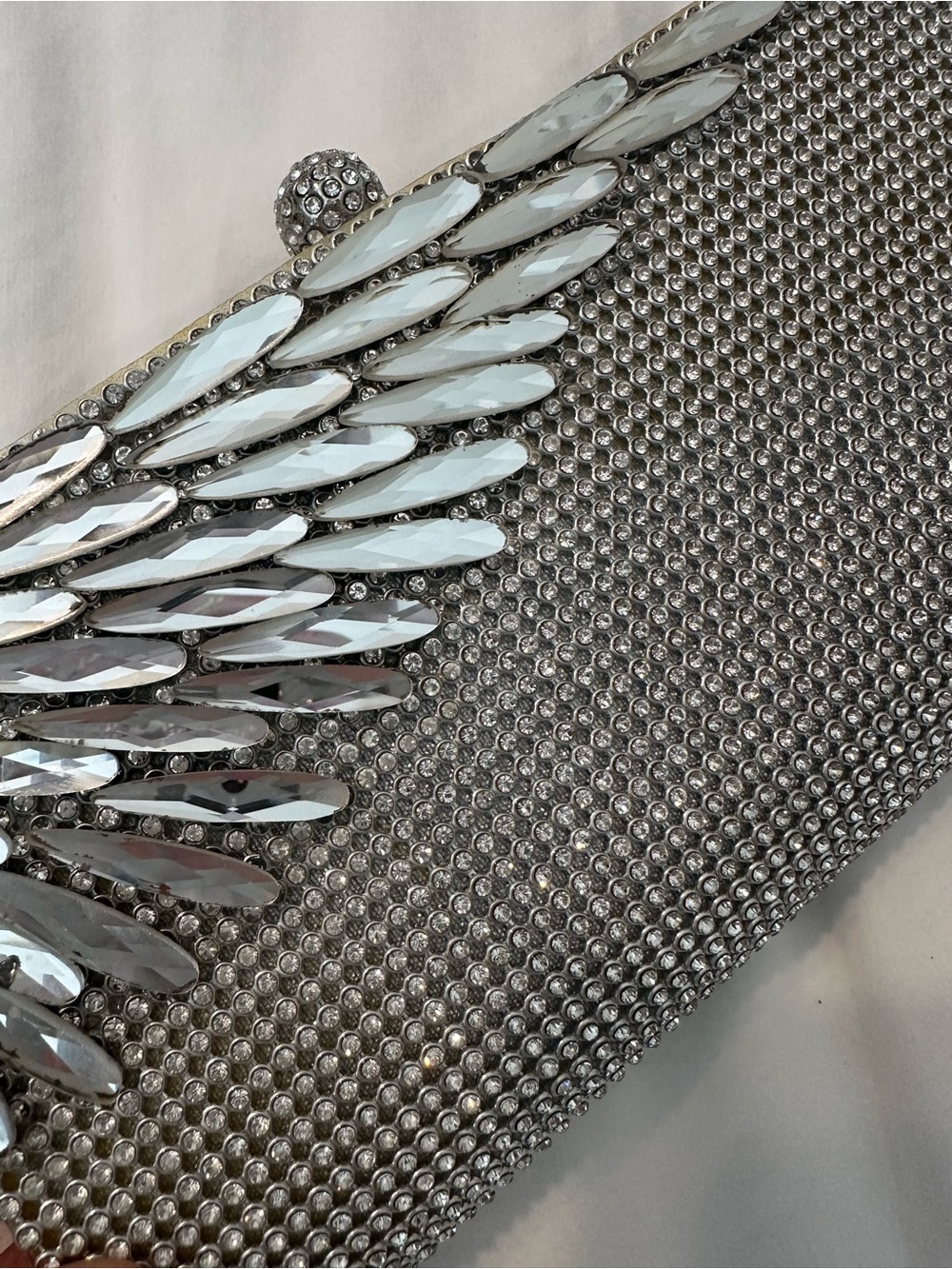 Kate Landry Silver Crystal Embellished Evening Clutch - Picture 6 of 7